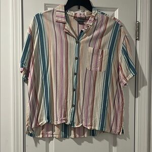 Natural Reflections Multicolor Striped Button Down Shirt